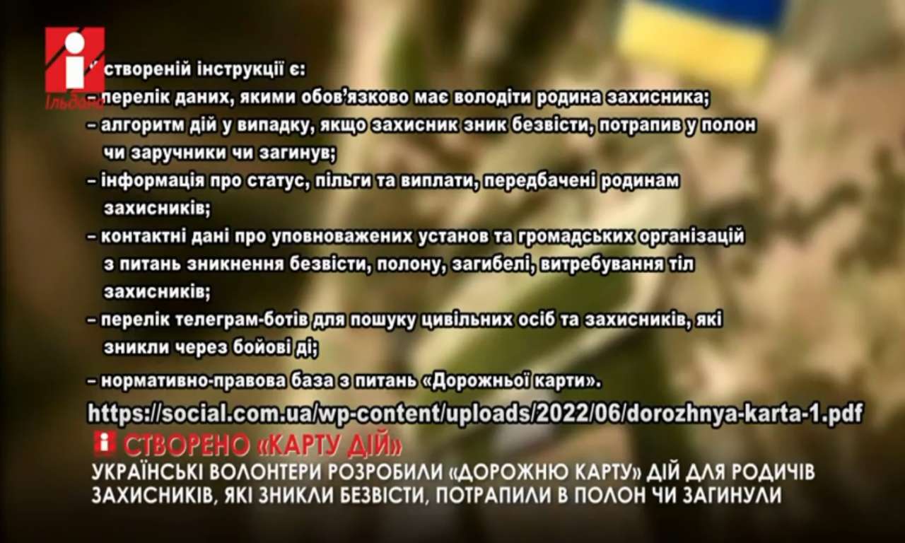 «Дорожню карту» дій для родичів захисників, які зникли безвісти, потрапили в полон чи загинули,  розробили українські волонтери (ВІДЕО)